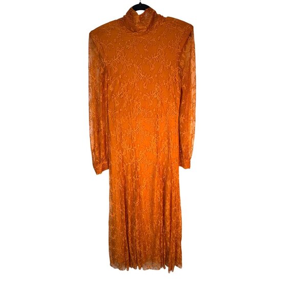 ZARA Vintage Inspired Small Lace Midi Dress In Burnt Orange - Picture 2 of 14